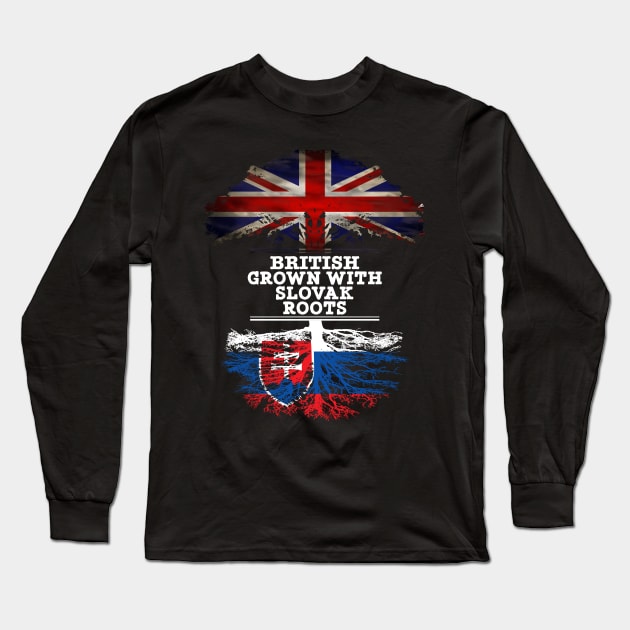 British Grown With Slovak Roots - Gift for Slovak With Roots From Slovakia Long Sleeve T-Shirt by Country Flags